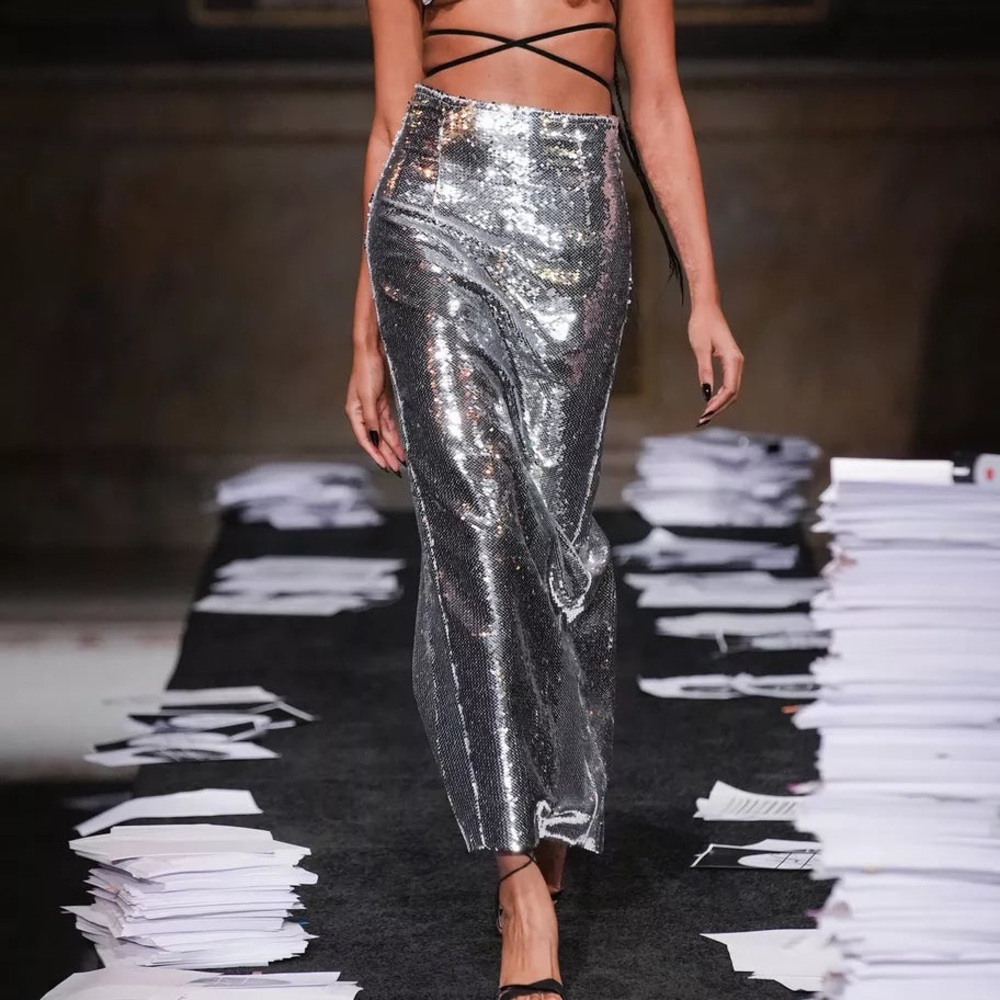 Kim Shui, Silver Pailette Maxi Skirt